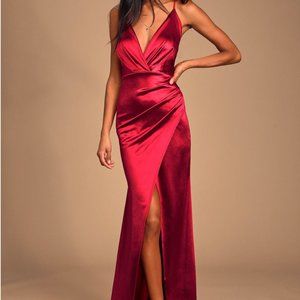 Lulu's Satin Red Gown